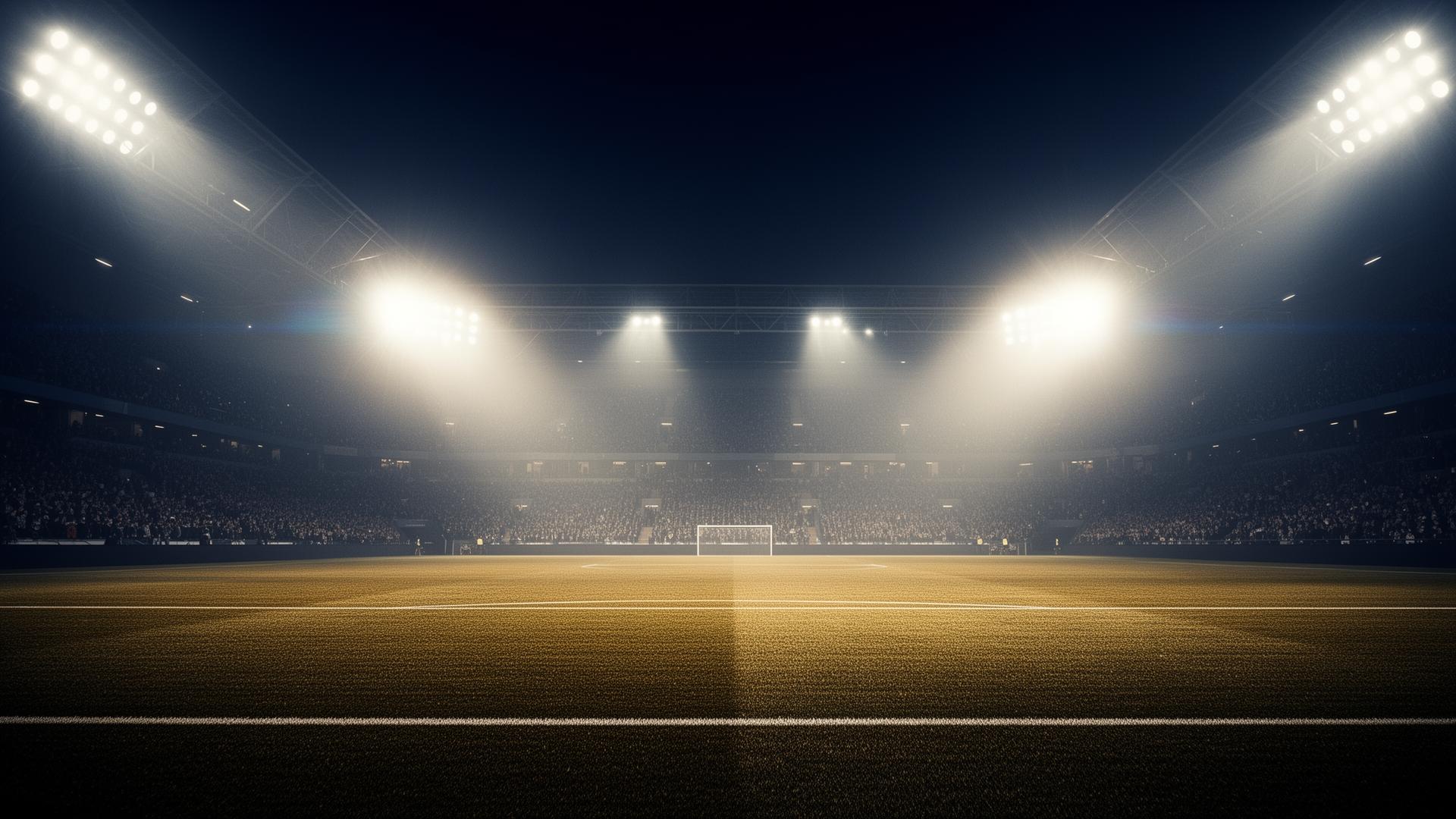 Floodlit professional football pitch